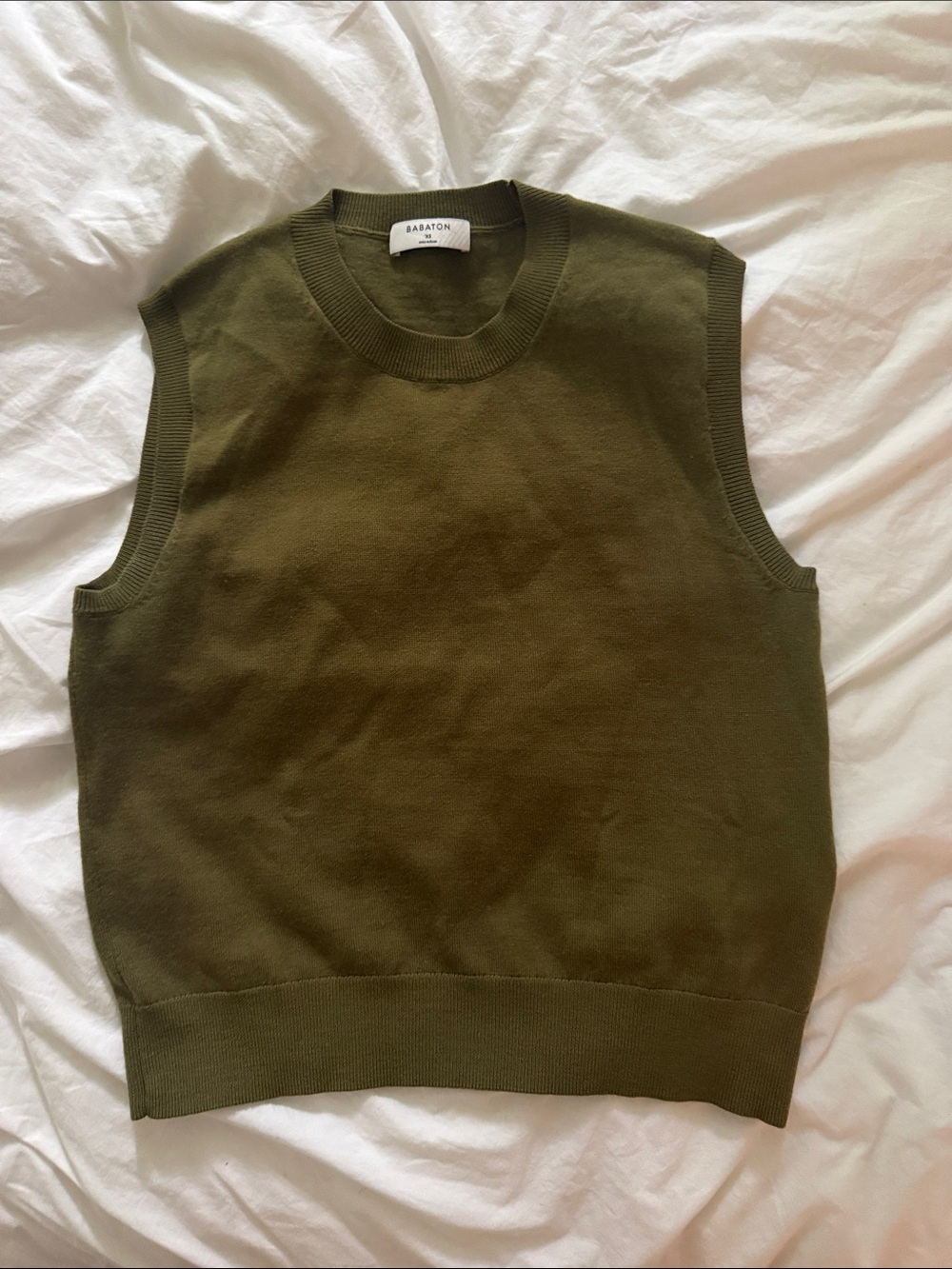 Babaton Olive Crewneck Sleeveless Knit Vest